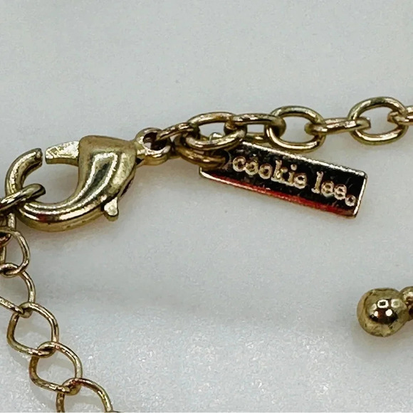 Cookie Lee Signed Necklace Coral and Red Goldtone Adjustable 16” 28” Sta… - Picture 2 of 9